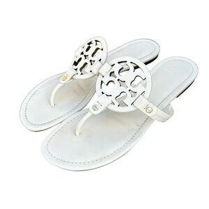 Tory Burch Miller Sandals Off White Leather Slides